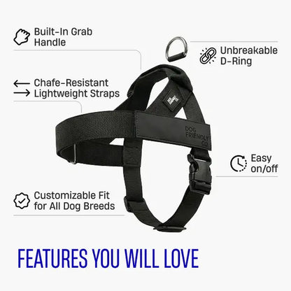 Dog Friendly Co. No-Pull Dog Walking Harness - Choke-Free Design, Padded Comfortable, 1-Click Simple Clip Buckle, Grab-Handle Ease, Chafe-Resistant Adjustable Straps, Lightweight, All-Day Wear, Secure Walks, Multi-Size XXS-XL