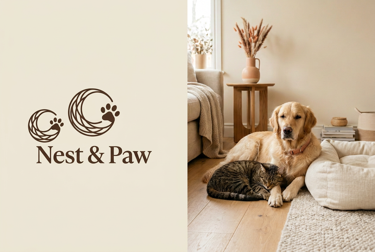 Nest & Paw logo combined with the pet banner